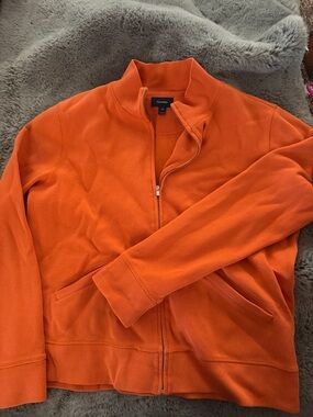 Faconnable Orange Full-Zip Knit Collar Jacket